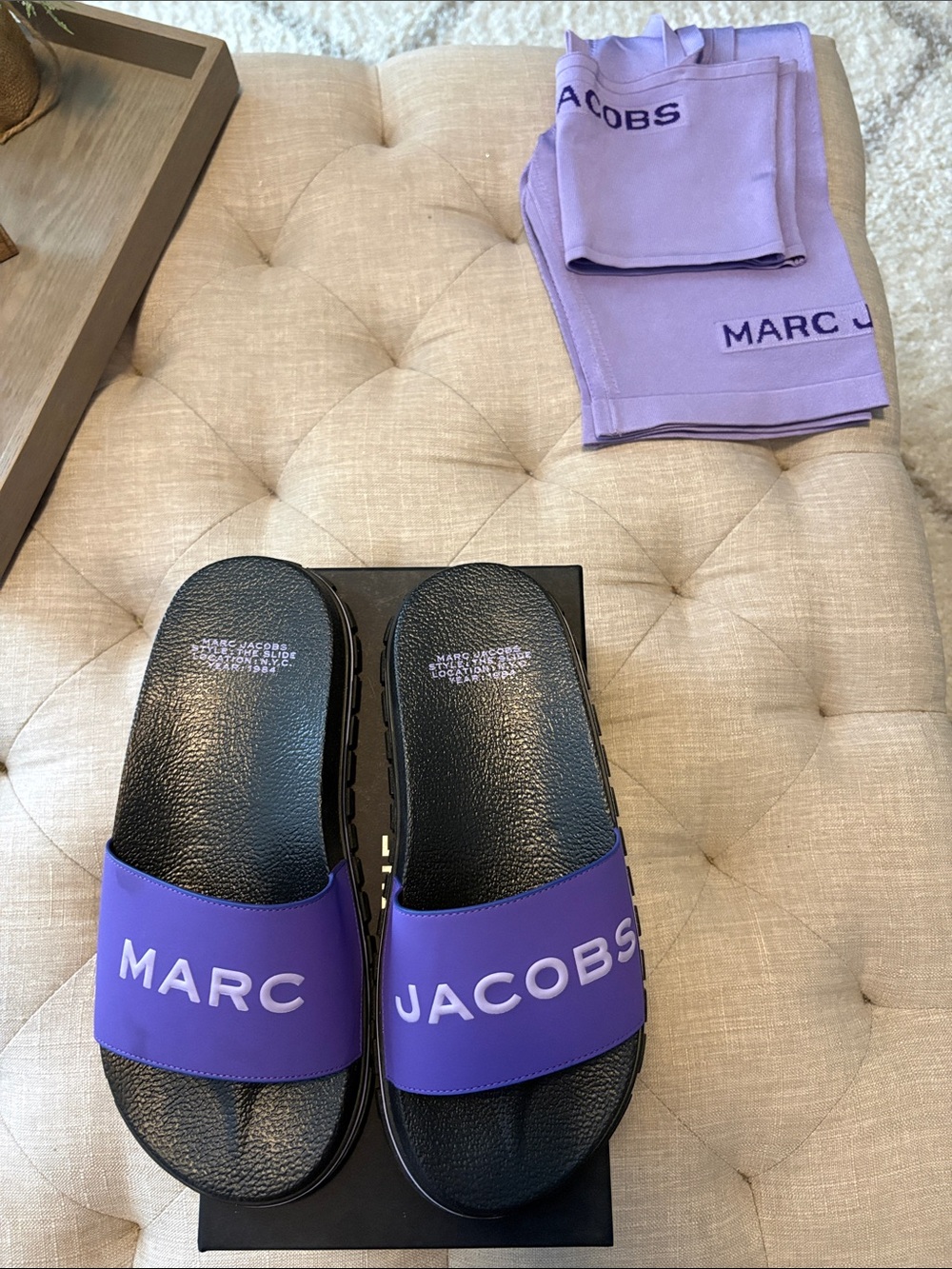 Marc Jacobs Purple Logo Slide Sandals for Women